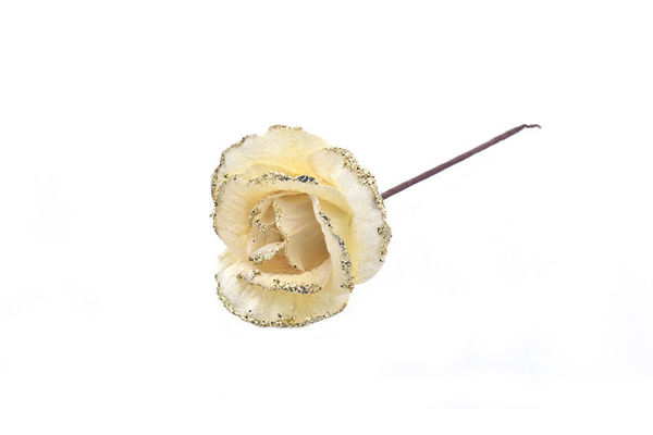 Fiore Rosa gambo corto Panna