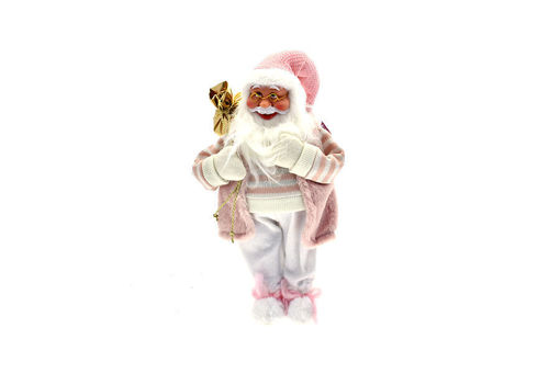 Babbo Natale 40 cm rosa e bianco
