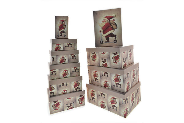Scatola Rettangolare Babbo Natale con monopattino 17,5x9,5x7,5 cm