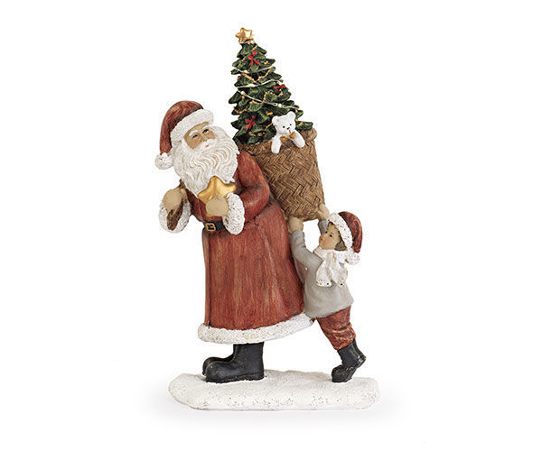 Babbo Natale con Bambino e Led 26 cm