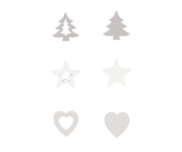 Set decorazioni natalizie Cuore Pino e stellle 48 pezzi