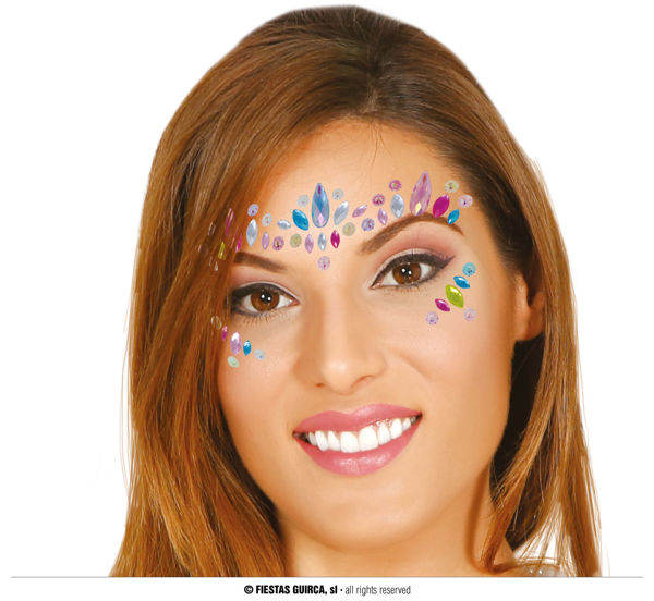 Gioielli adesivi per il viso multicolore