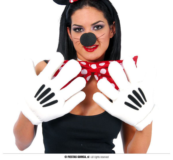 Guanti mani da topo bianche accessorio travestimento Topolino Carnevale