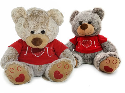 Peluche orso grigio con cuore rosso 45 cm - Partycolari