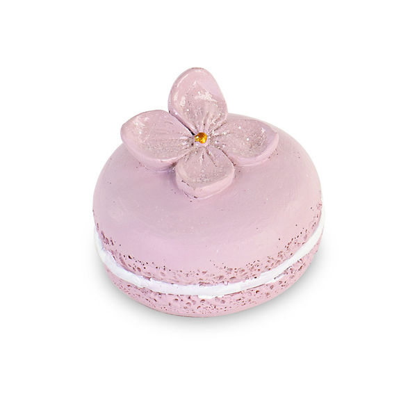 Magnete Macaron Cipria con fiori e glitter