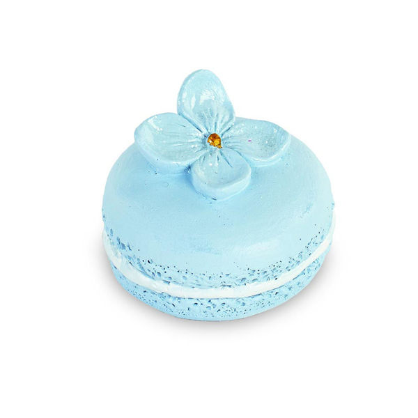Magnete Macaron Azzurro con fiori e glitter