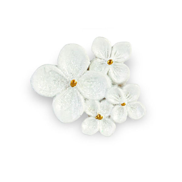Magnete Bianco con fiori e glitter