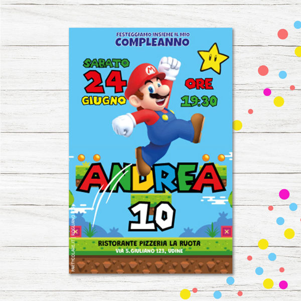 Biglietto Invito Compleanno Super Mario