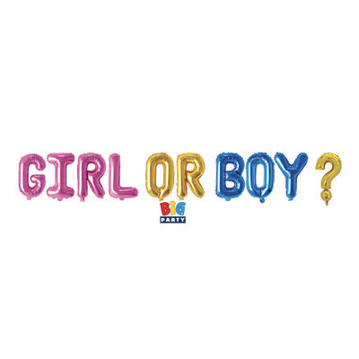 Palloncino Mylar 18 Baby Girl or Boy? Gender Reveal - Big Party
