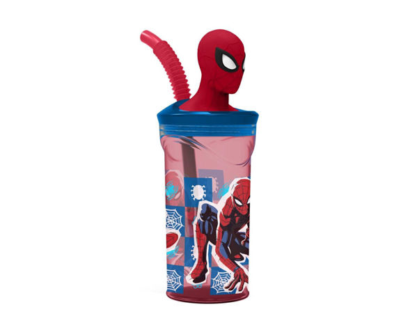 Spiderman Bicchiere con cannuccia 3D Tritan 360 ml