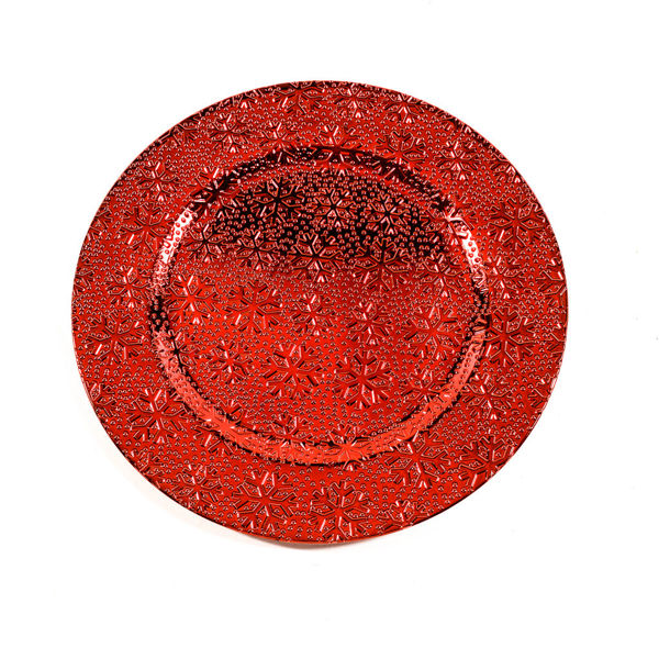 Immagine di Sottopiatto Rosso Lucido con Decori 33 cm