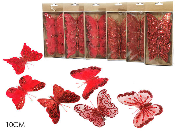 Immagine di Set 4 Farfalle 10 cm con molletta  Rosso