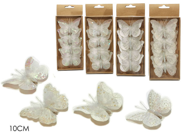 Immagine di Set 4 Farfalle 10 cm con molletta Bianco