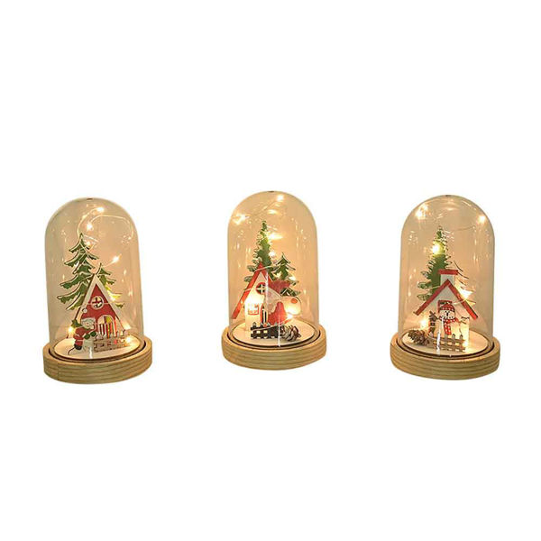 Ampolla natalizia con luce LED e decorazioni assortite