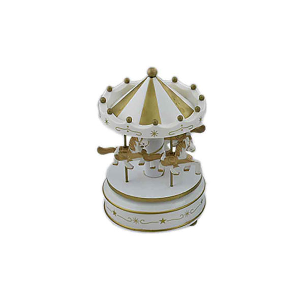 Immagine di Carillon Giostra 18 cm Bianca e Oro