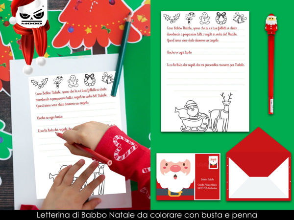Immagine di Letterina di Babbo Natale con busta e penna