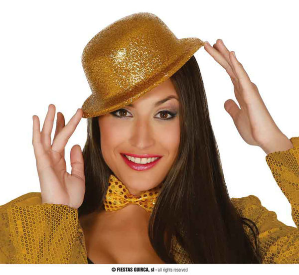 Immagine di Cappello Bombetta oro glitter