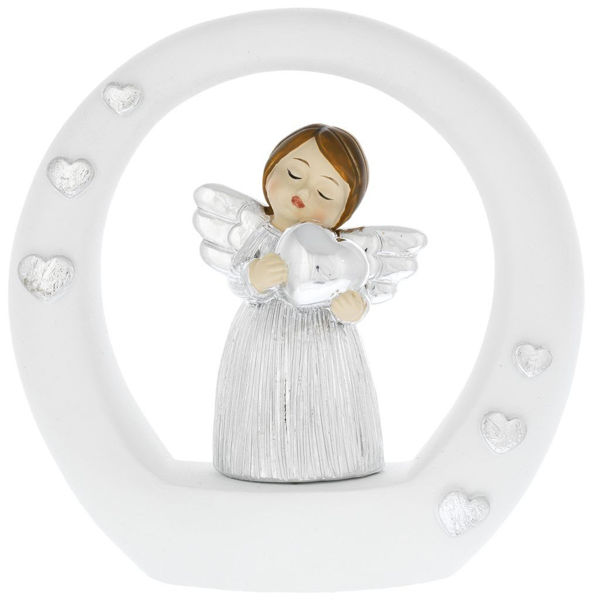 Immagine di Angioletto su cerchio Stilizzato bianco con cuore