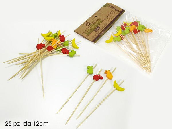 Immagine di Set 25 Stecchini bamboo con frutta