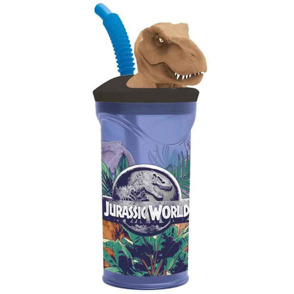 Bicchiere con cannuccia Tritan 3D 360 ml Jurassic World