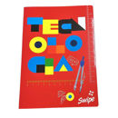 Swipe Maxi Quaderno Tecnologia 5 mm copertina rossa con scritta colorata e strumenti di disegno