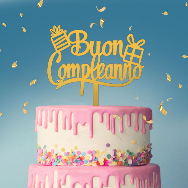 Cake Topper Oro Buon Compleanno