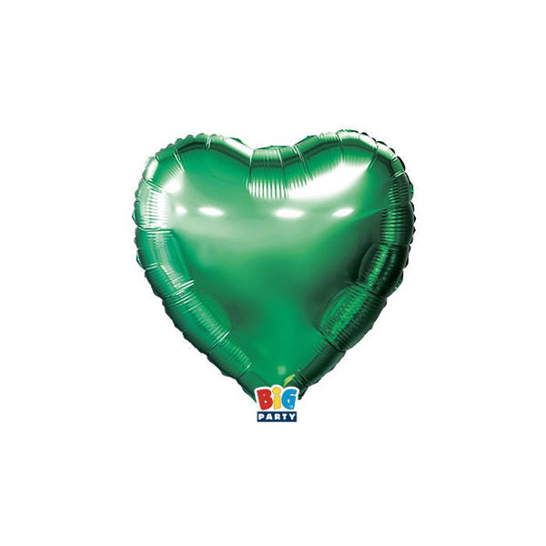 Palloncini Mylar Cuore 9'' 25 cm Verde Metal 5 pezzi