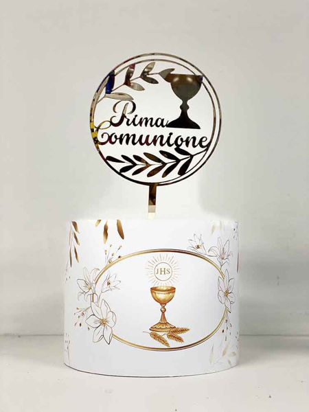 Cake Topper Prima Comunione Oro In Plexiglas