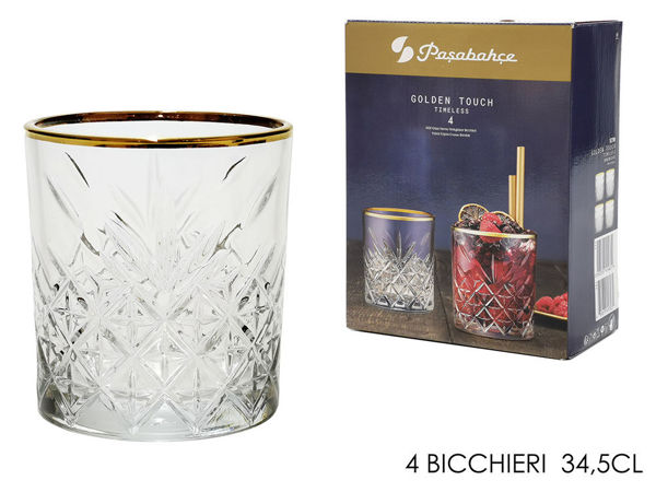 Immagine di Set 4 Bicchieri Amber bordo oro 35 cl