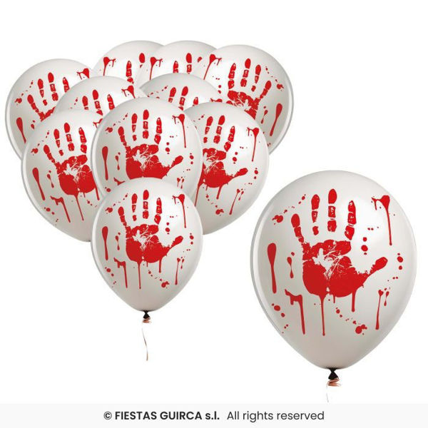 Palloncini Bianchi 30 cm Mano insanguinata di Halloween 10 pezzi