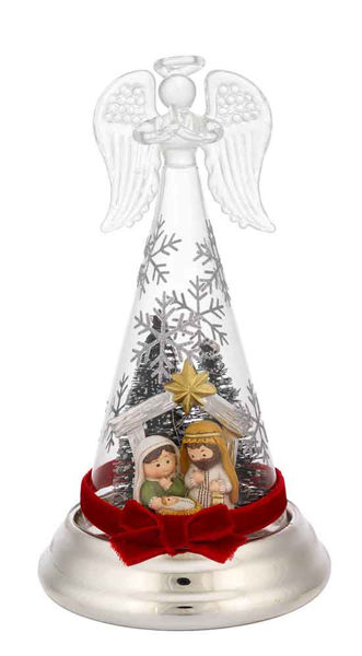 Immagine di Albero 18 cm Argento con presepe