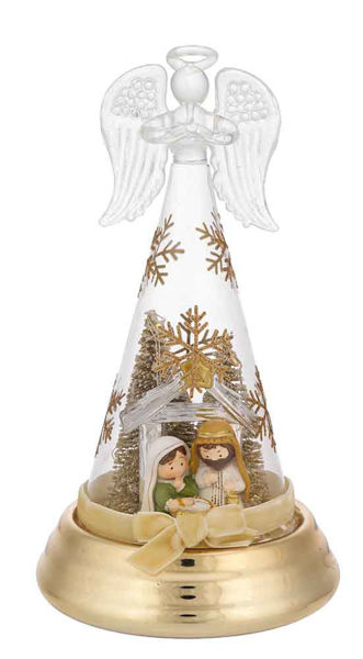 Immagine di Albero 18 cm Oro con presepe