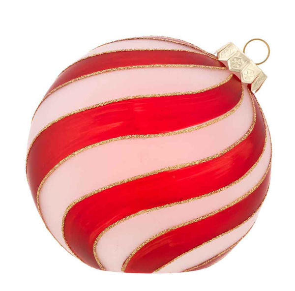 Immagine di Sfera 12 cm Obliqua con decoro Torciglione Rossa