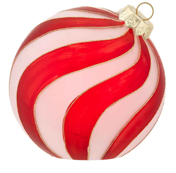 Immagine di Sfera 18 cm Obliqua con decoro Torciglione Rossa