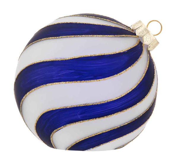 Immagine di Sfera 12 cm Obliqua con decoro Torciglione Blu