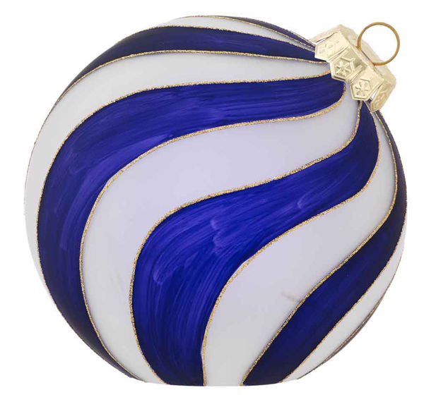 Immagine di Sfera 18 cm Obliqua con decoro Torciglione Blu