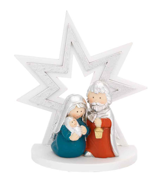 Immagine di Albero Stella 15 cm Argento con presepe