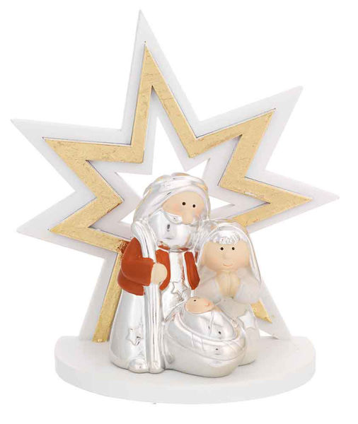 Immagine di Albero Stella 15 cm Oro con presepe