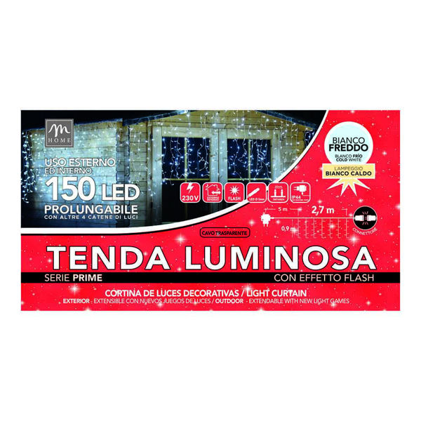 Immagine di Tenda 150 LED Bianco Freddo con Flash 2,7 metri prolungabile