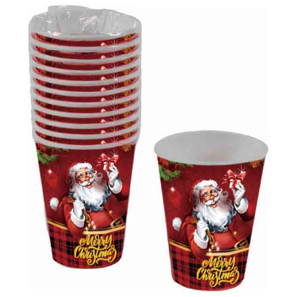 Bicchieri 266 ml Babbo Natale 12 pezzi