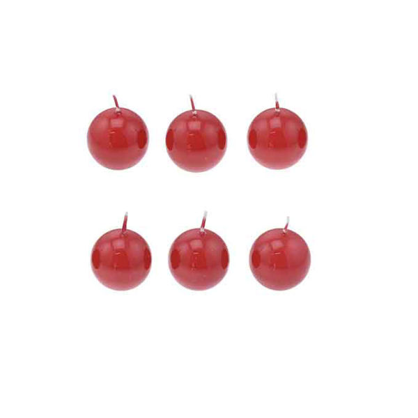 Set 6 candele Sfera Rosse 4 cm