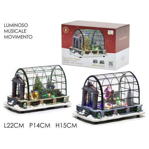 Ambientazione natalizia luminosa musicale con movimento assortita L22 P14 H15 cm