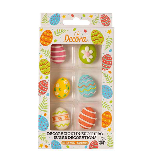6 Decorazioni Uova di Pasqua in zucchero