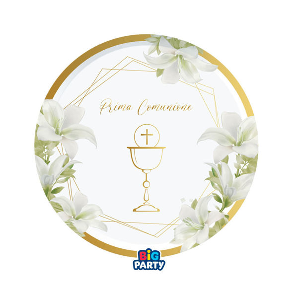 Immagine di Piatti 18 cm Comunione Geometric 6 pezzi