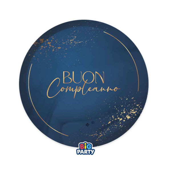Immagine di Piatti 18 cm Buon Compleanno Blue Navy 6 pezzi