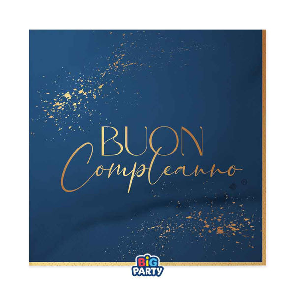 Immagine di Tovaglioli 33x33 cm Buon Compleanno Blue Navy 16 pezzi