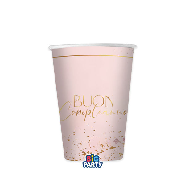 Immagine di Bicchieri 250 cc Buon Compleanno Blush Rose 6 pezzi