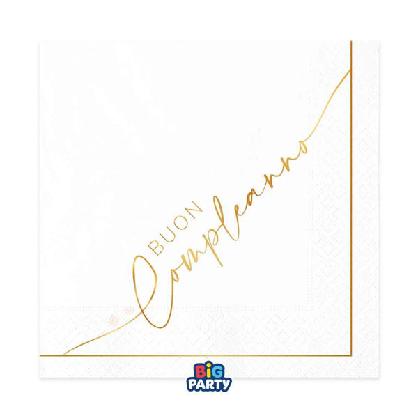 Immagine di Tovaglioli 33x33 cm Buon Compleanno Gold 16 pezzi