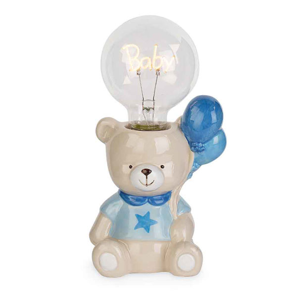 Immagine di Orsetto Azzurro con Palloncini e Lampada Led