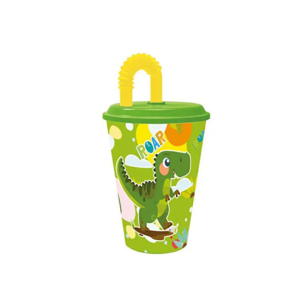 Dinosauro Bicchiere con cannuccia 430 ml